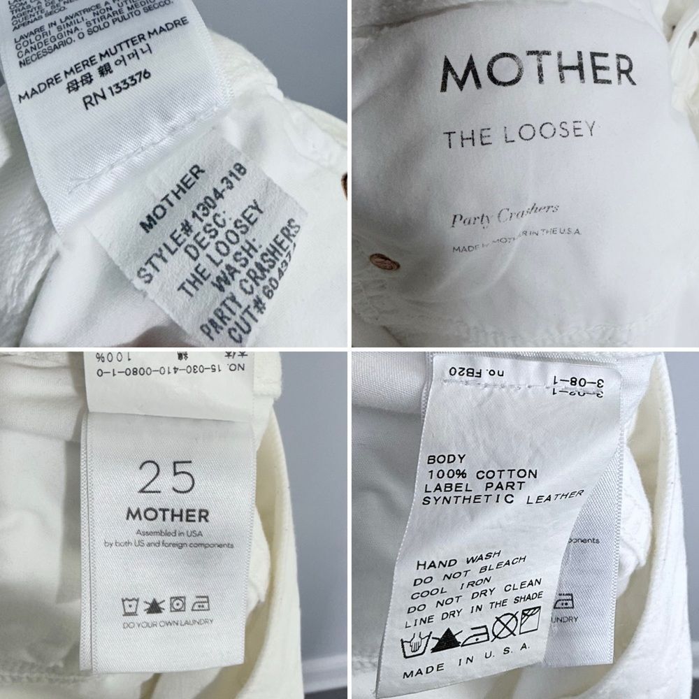 MOTHER The Loosey Party Crashers Distressed Boyfriend White Jeans 25 Relaxed Fit - Picture 11 of 15